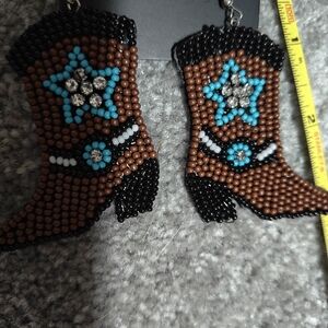 Beaded Cowboy Boot Earrings